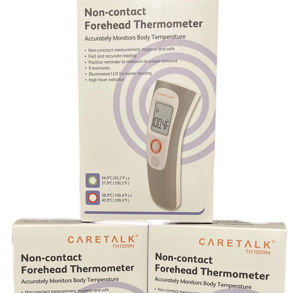 NIB - LOT of 3 - CARETALK Non-contact Forehead Thermometer - Model TH1009N